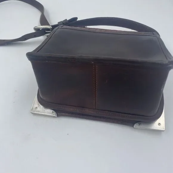 Vintage Brighton Leather Pebbled Brown Croc Embossed Shoulder Bag Purse - Picture 10 of 15